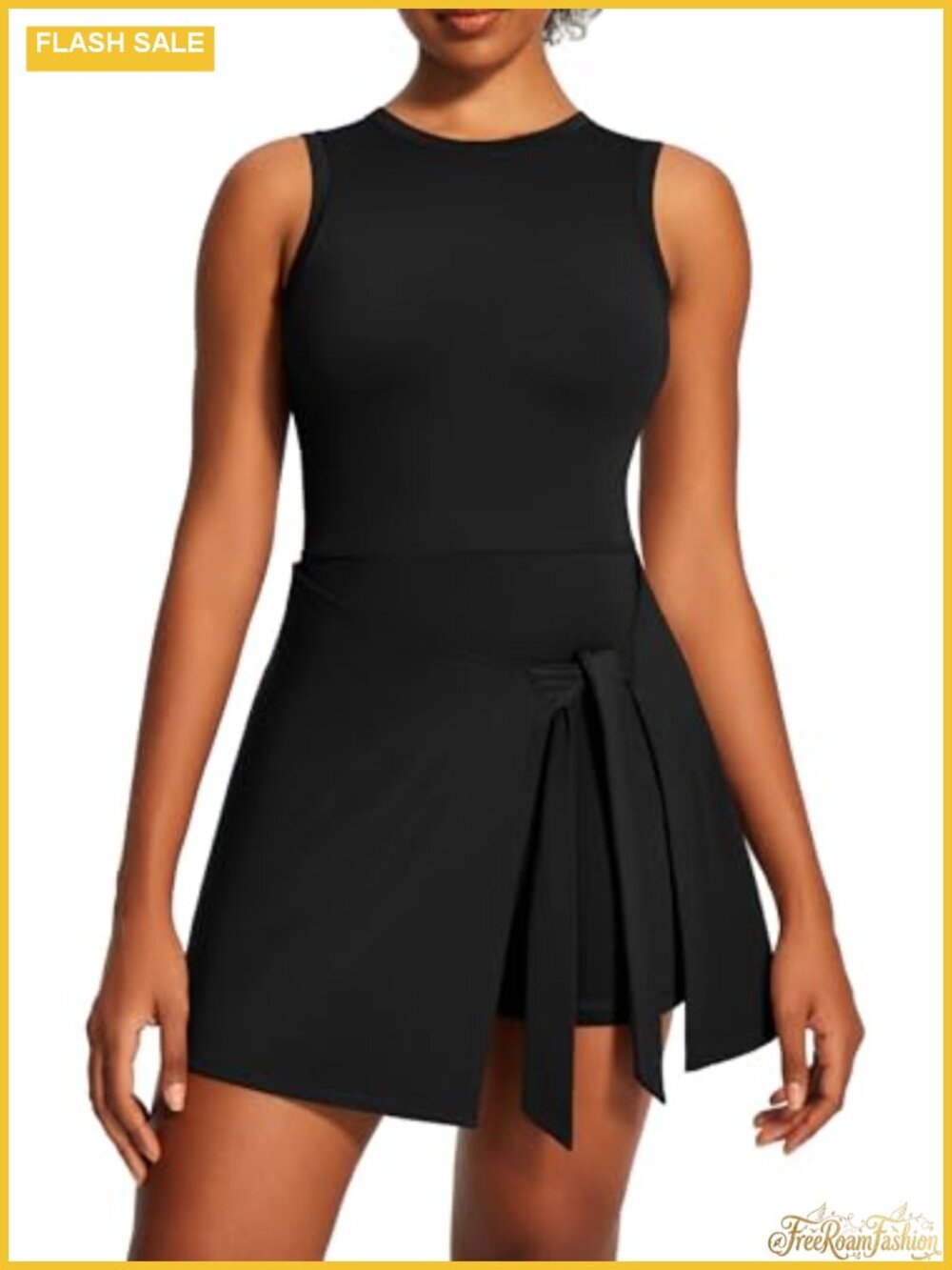 Athletic Tennis Golf Dress for Women with Built-in Bra & Shorts Side Slit